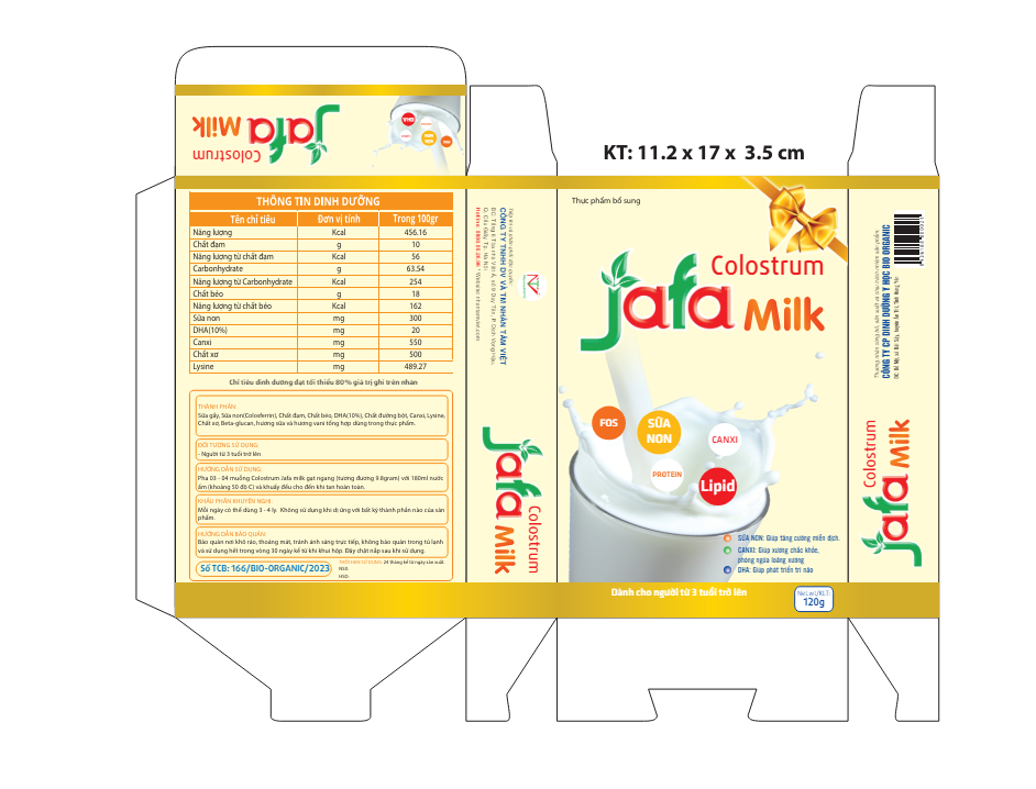 Bản TCB sản phẩm Colostrum Jafa Milk